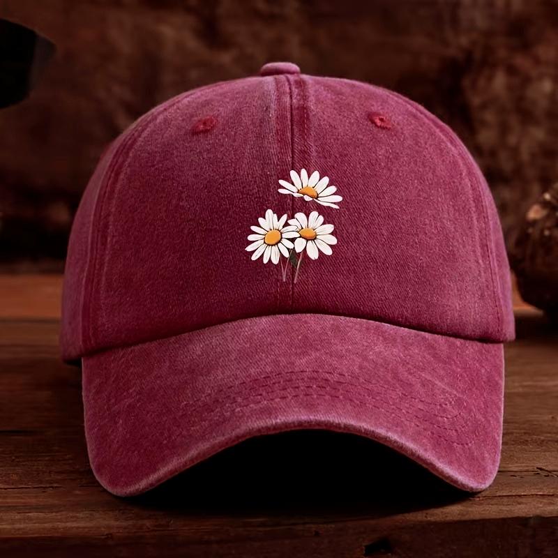 New Three daisy print baseball caps for outdoor hats that are fashionable and versatileduckbill caps that are trendy Adjustable& 8Y