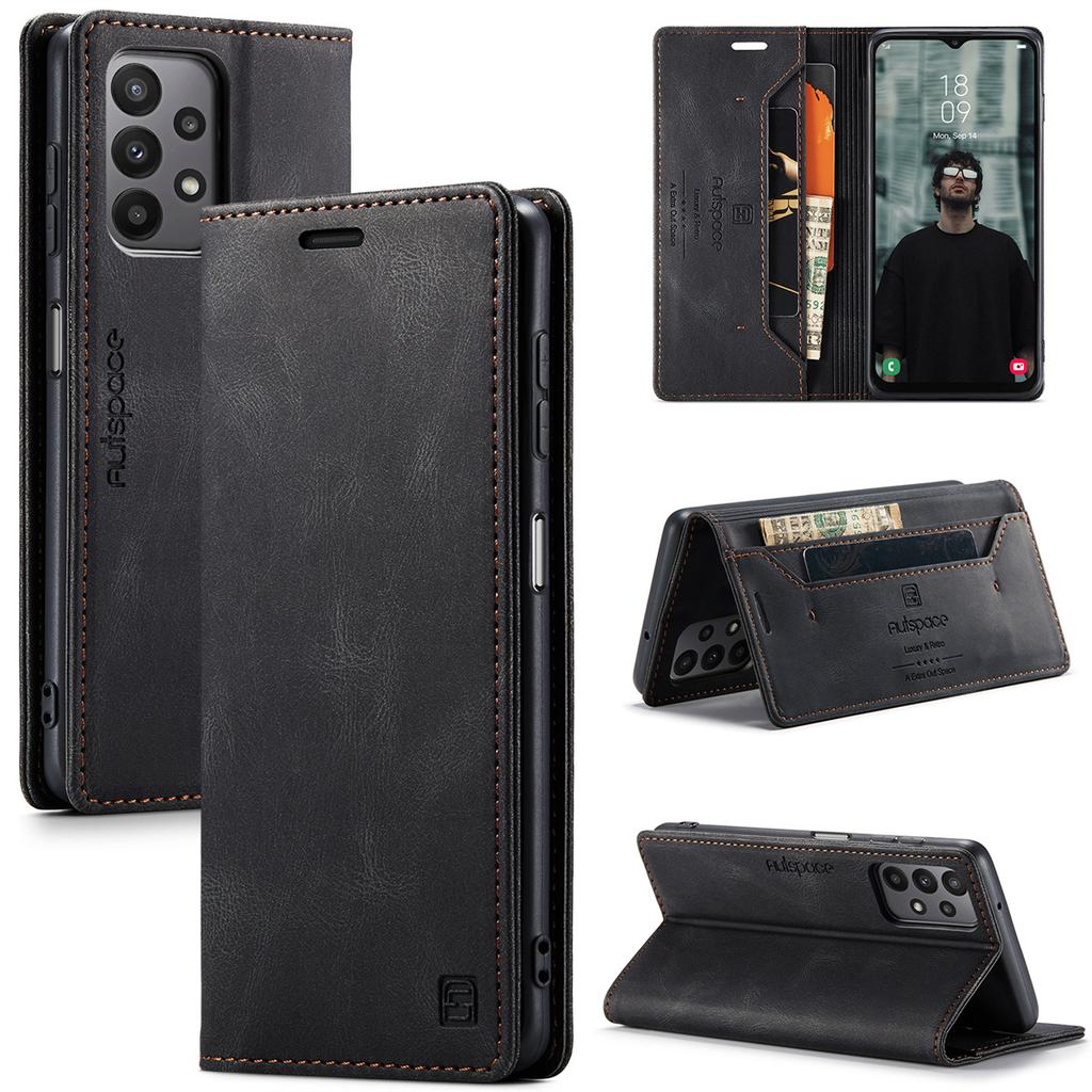 For Samsung Galaxy A23 / A23 5G / M23 Vintage Leather Flip Wallet Case with RFID Blocking Card Slot, Matte Retro Folio Cover (4 Colors)
