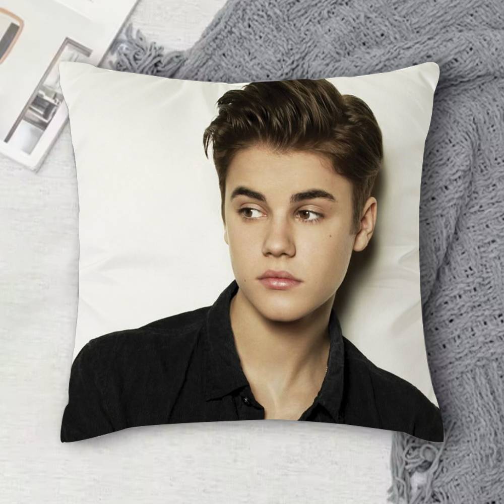 Federa Decorativa Quadrata Stampata Double Face di Justin Bieber per Divano Soggiorno Arredamento Casa