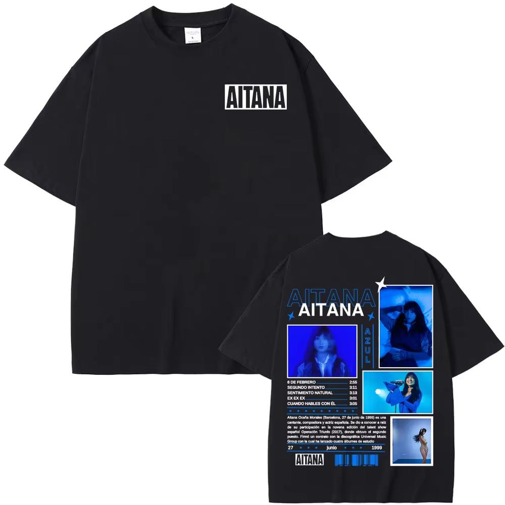 

Singer Aitana Azul Album Tour Graphic T Shirts Men Women Harajuku Vintage T-shirt Summer Top High Quality Cotton Tshirts S