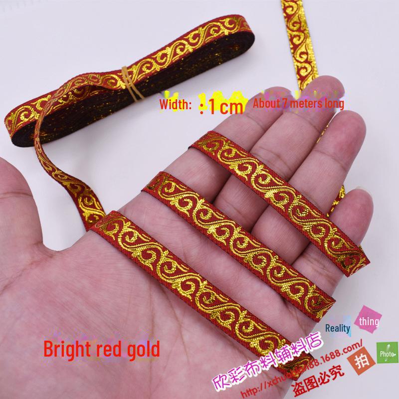 Ethnic Style Gold Lace Ribbon Embroidery Accessories No. 100