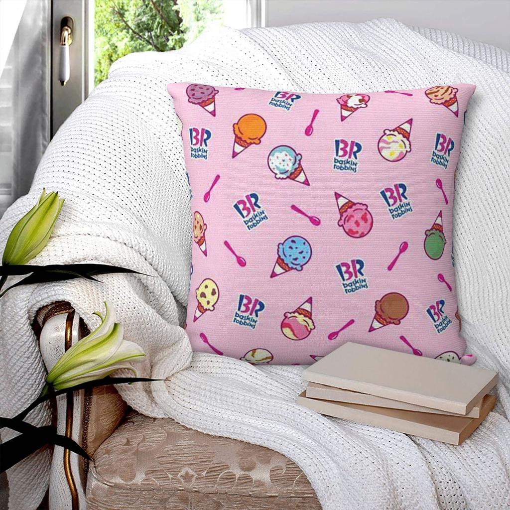Baskin Robbins Eiswürfel Kissenbezug Kissenhülle Polyester Kissen Reißverschluss Dekorativ Komfort Wurfkissen für Zuhause Sofa