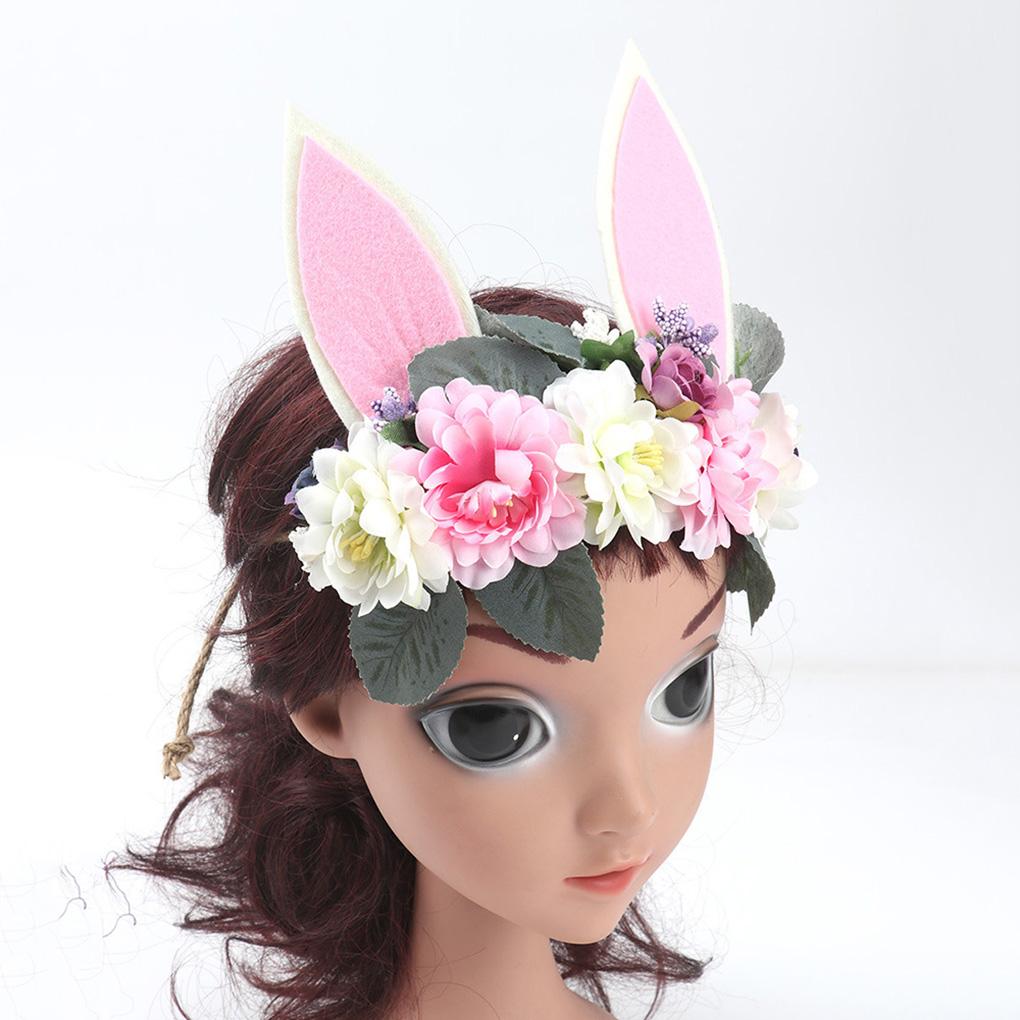 Headwear Garland Rabbit Ears Floral Flower Hair Accessories Baby Girl Headband