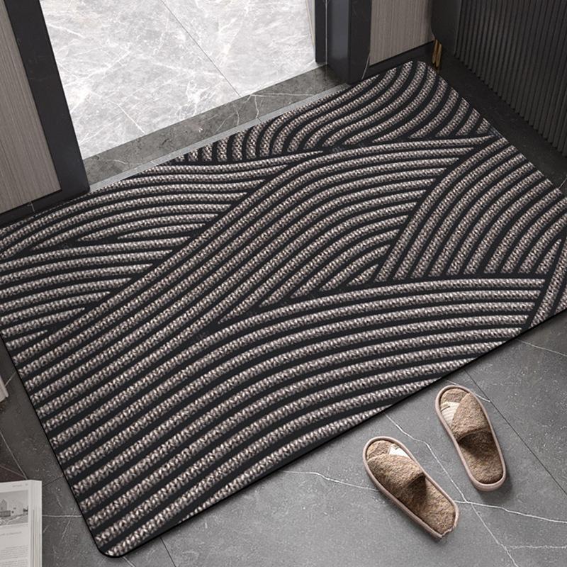 Modern Simple Bathroom Mat Water Absorbent Non-Slip Entrance Carpet Household Striped Living Room Entrance Diatomaceous Earth Durable Foot Mat