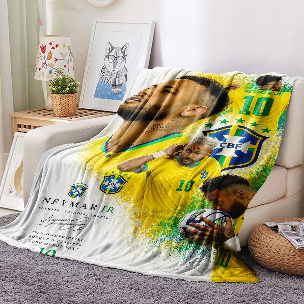 1PC Neymar Jr Patterned Flannel Blanket Suitable For All Seasons for Home Decor Warmth and Comfort Gifts Holiday Present