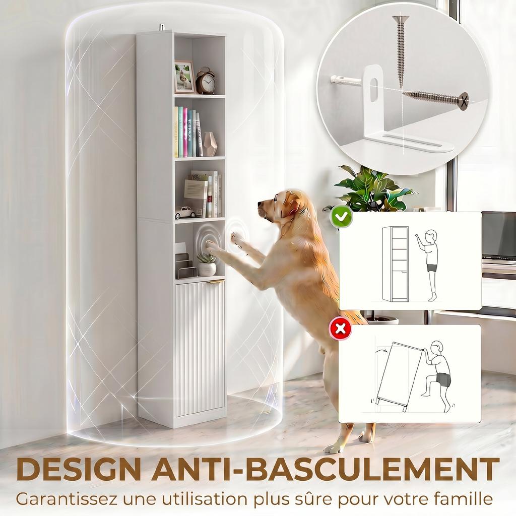 Bookshelf, 6-Tier Shelving Unit, 30 x 24 x 182 cm, Cabinet, Adjustable Shelf, White