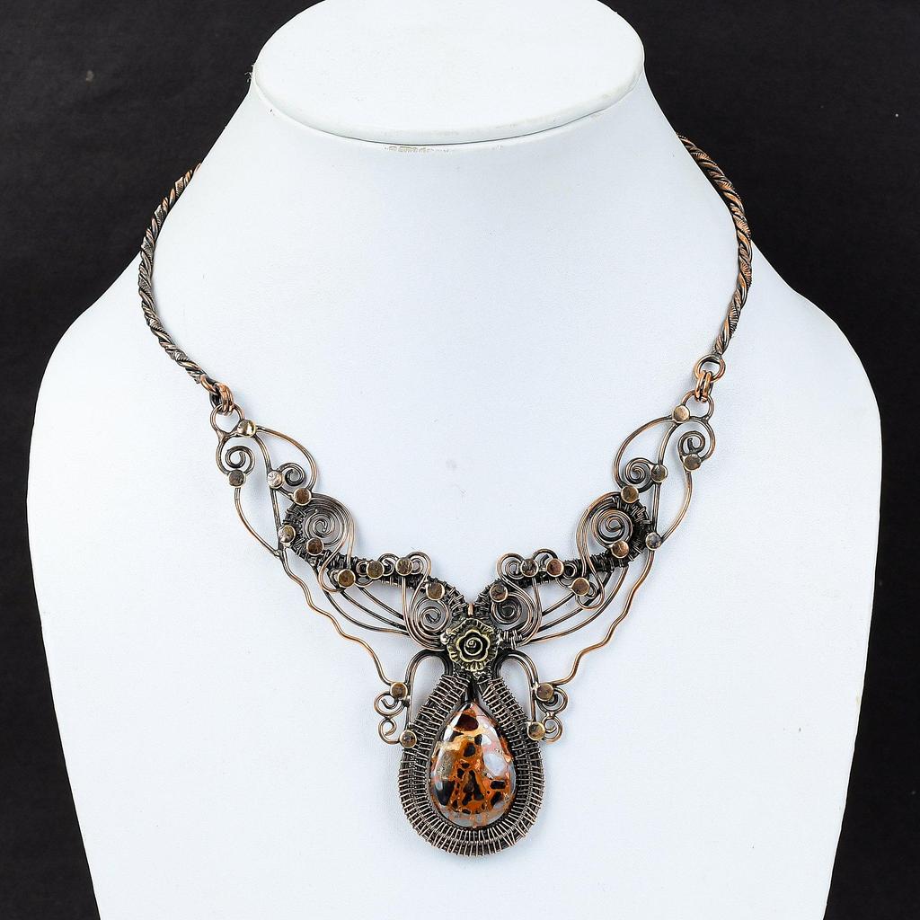 Bauxite Necklace Copper Wire Wrapped Necklace Adjustable Necklace Gemstone Copper Jewelry Handmade Necklace Gift For Mom Designer Jewelry