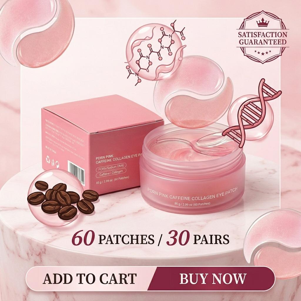 Mascarilla de Ojos Rosa con Cafeína y Colágeno Hidratante Suave Retiene la Humedad Reafirmante Mejora la Relajación del Área de los Ojos Cuidado de la Piel Nutritivo 60 Piezas