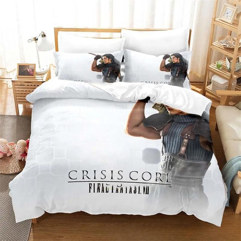 3D Print Game Crisis Core Final Fantasy VII Bed Set Quilt Cover Pillowcase,King Queen Twin Size Boys Girls Adults Bedding Set