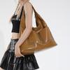 Retro Rivet Oil Wax Leather Red Bag Women's New Large-capacity Design Commuter Bag Tote Bag Tide
