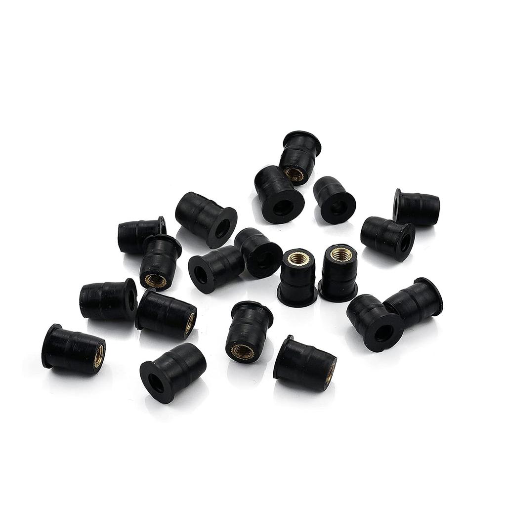 20PCS M5 Well Nuts Fairing Fasteners Windshield Motorcycle Accessories Screws Rubber and Steel Parts Windscreen Nuts