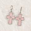 Vintage Gothic Black Heart Shaped Kitten Inlaid With Pink Zircon Earrings Creative Cool Cross Heart Shaped Sweet Jewelry Gift