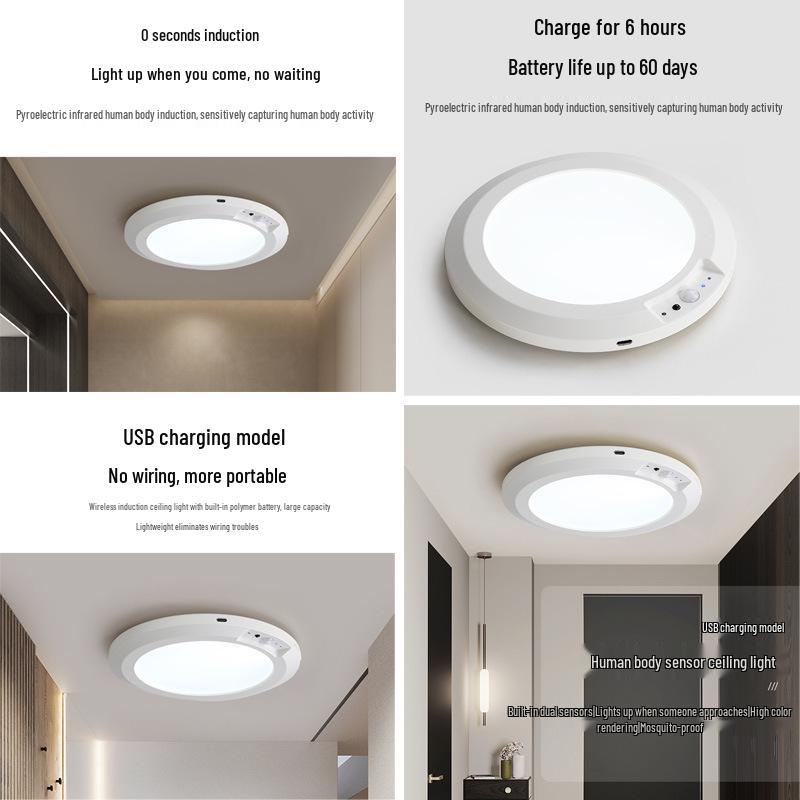 Rechargeable Motion Sensor Ceiling Light for Home Decor & Corridor Ambiance