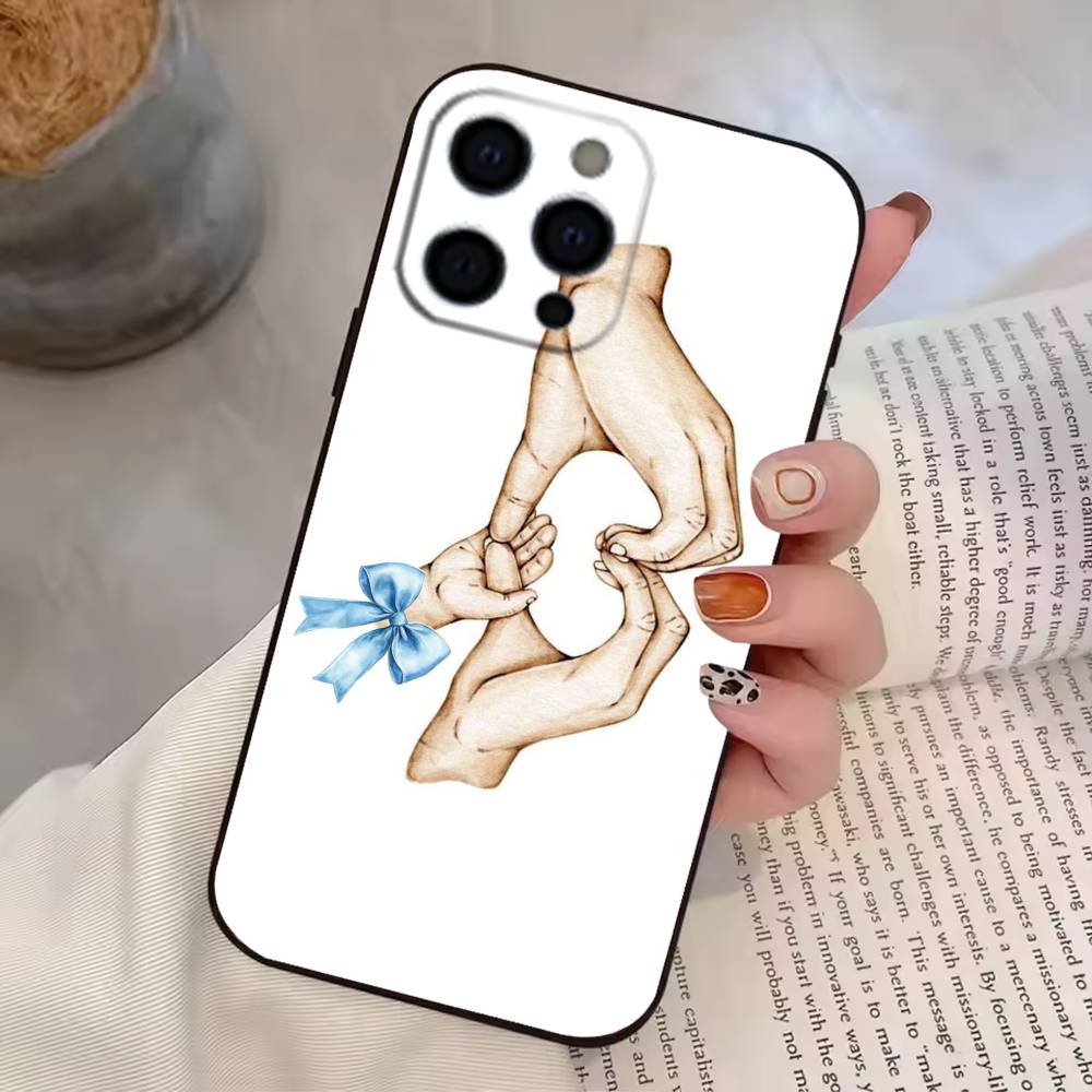 

Baby M-Mom Dad Family Hand Phone Case Silicone Soft For IPhone 17 16 15 14 13 12 11 X XR Plus Pro Max Plus iPhone16promax