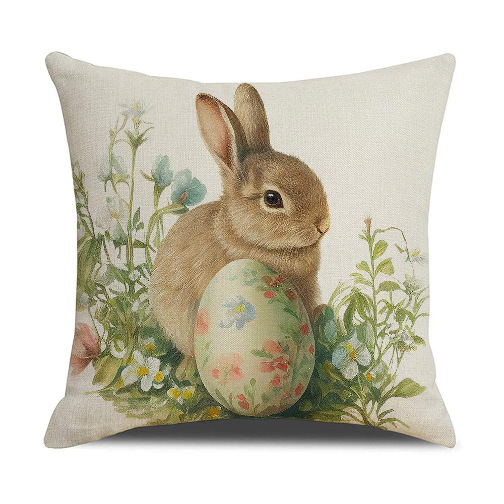 New Easter Pillowcase Country Cartoon Rabbit Easter Egg Pillowcase Sofa Cushion Pillowcase