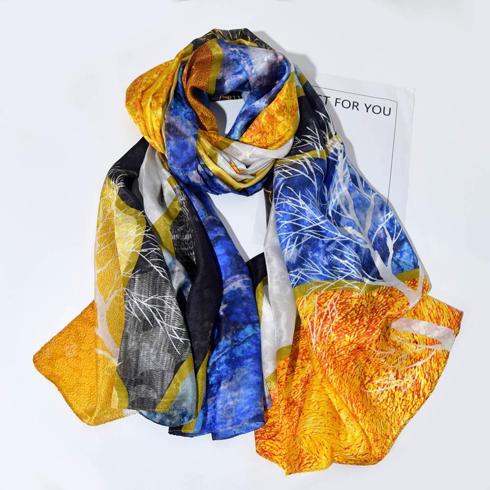 Mulberry silk silk scarf dark pattern jacquard mulberry satin scarf mother gift shawl with silk long scarf new 175cm and above