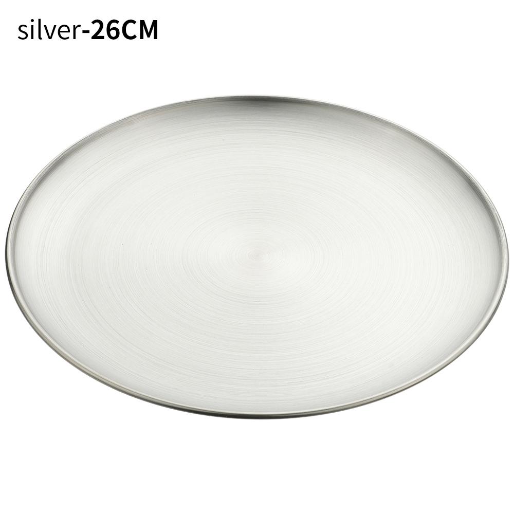 Stainless Steel Tableware Gold Silver Cake Dessert Metal Dining Disc Shallow Tray Bone Spitting Dish Round Plate