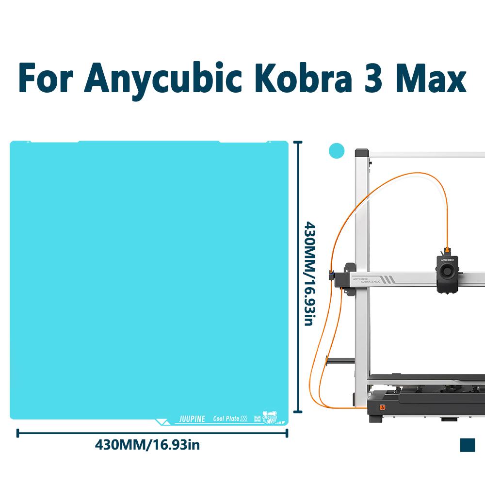 for Anycubic Kobra 3 Max Build Plate 430x430 OMG Glacier PLA PETG Cool Bed Approaching A Smooth Surface Kobra 3 Max Spare Parts