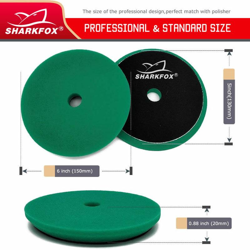 Sharkfox 5inch Polishing Pads Buffing Sponge Pad Polish Disc Smooth Foam Pads DA/RO Polisher Buffer Use for Car Beauty Auto Care