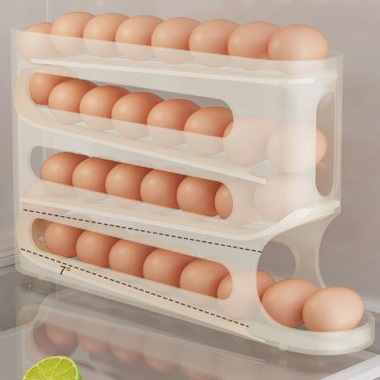Suport pentru ouă cu 4 niveluri Suport pentru ouă cu defilare automată de capacitate mare Distribuitor de ouă cu economie de spațiu Organizator pentru ouă Depozitare pentru frigider Bucătărie