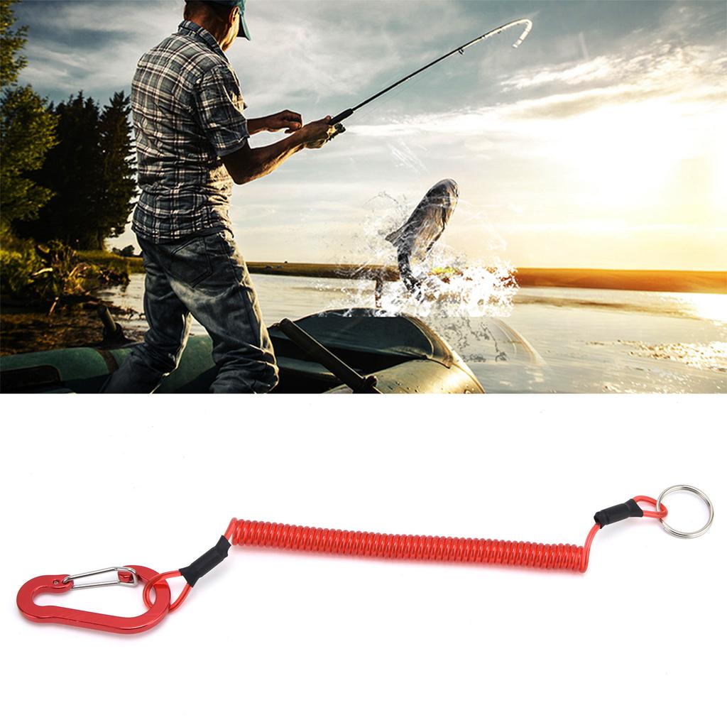 Fishing Lanyards Rope Retractable Safety Spring Coiled Ropes Keychain AccessoriesRed