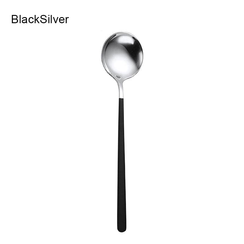 Korean Spoon Stainless Steel Exquisite Long Handle Spoon Soup Kitchenware Dessert Spoon Kitchen Tableware Akcesoria Kuchenne