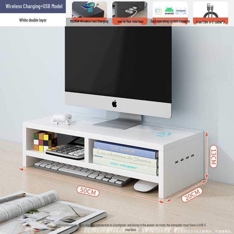 Desktop Monitor Stand and Laptop Riser with Office Storage
