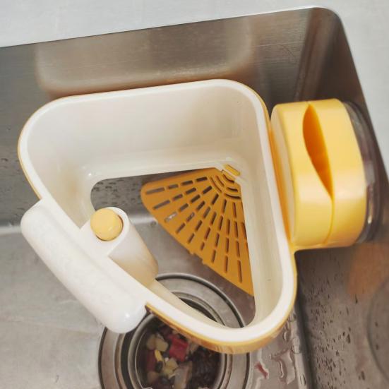 Suction Cup Kitchen Sink Strainer Basket Large Capacity Simple Installation Corner Sink Trash Catcher Sponge Holder