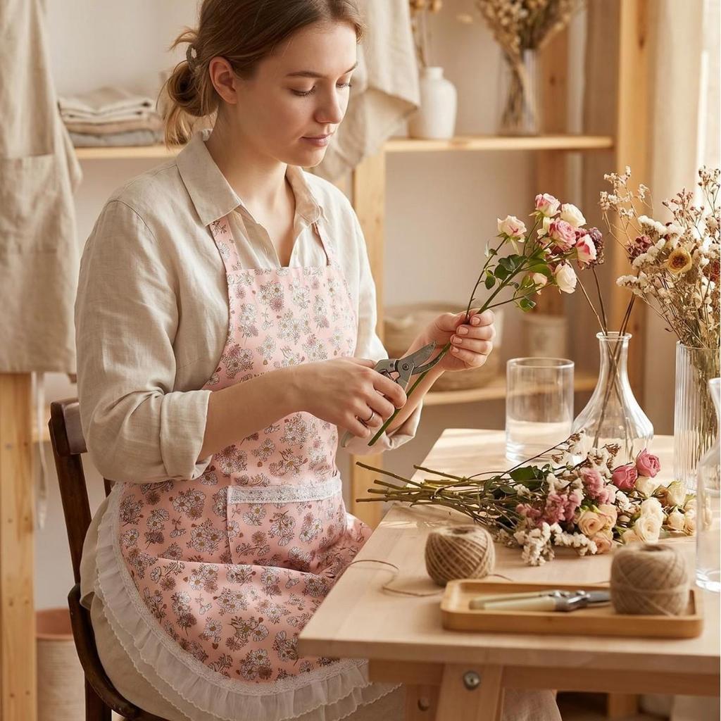 2026 Bamboo Cotton Apron: Breathable, Fashionable Protective Wear for Kitchen, Catering, Nail Art, and Office