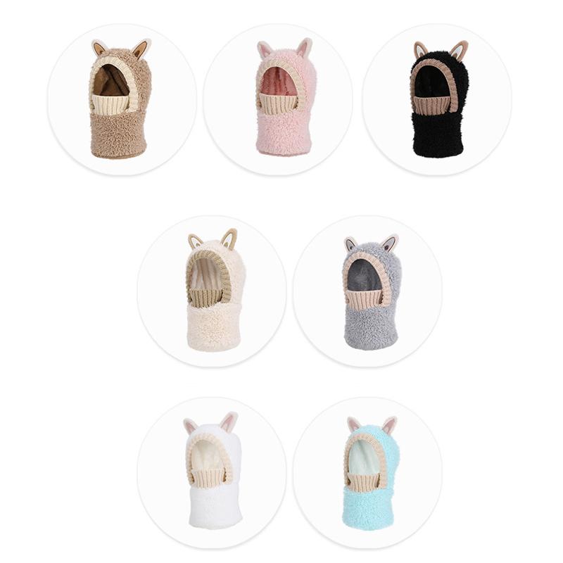 Kinderhut Cartoon Schal Integrierte Strickmütze Winter Outdoor Plüsch Warme Ohrenschutzkappe