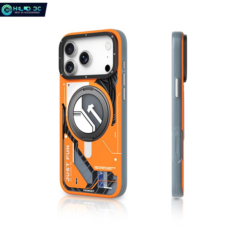 

Youngkit 360° держатель-подставка на валу магнитный чехол для телефона для iphone 17 Pro противоударный чехол для iphone 17 pro max с держателем-подставкой iPhone 17 Pro
