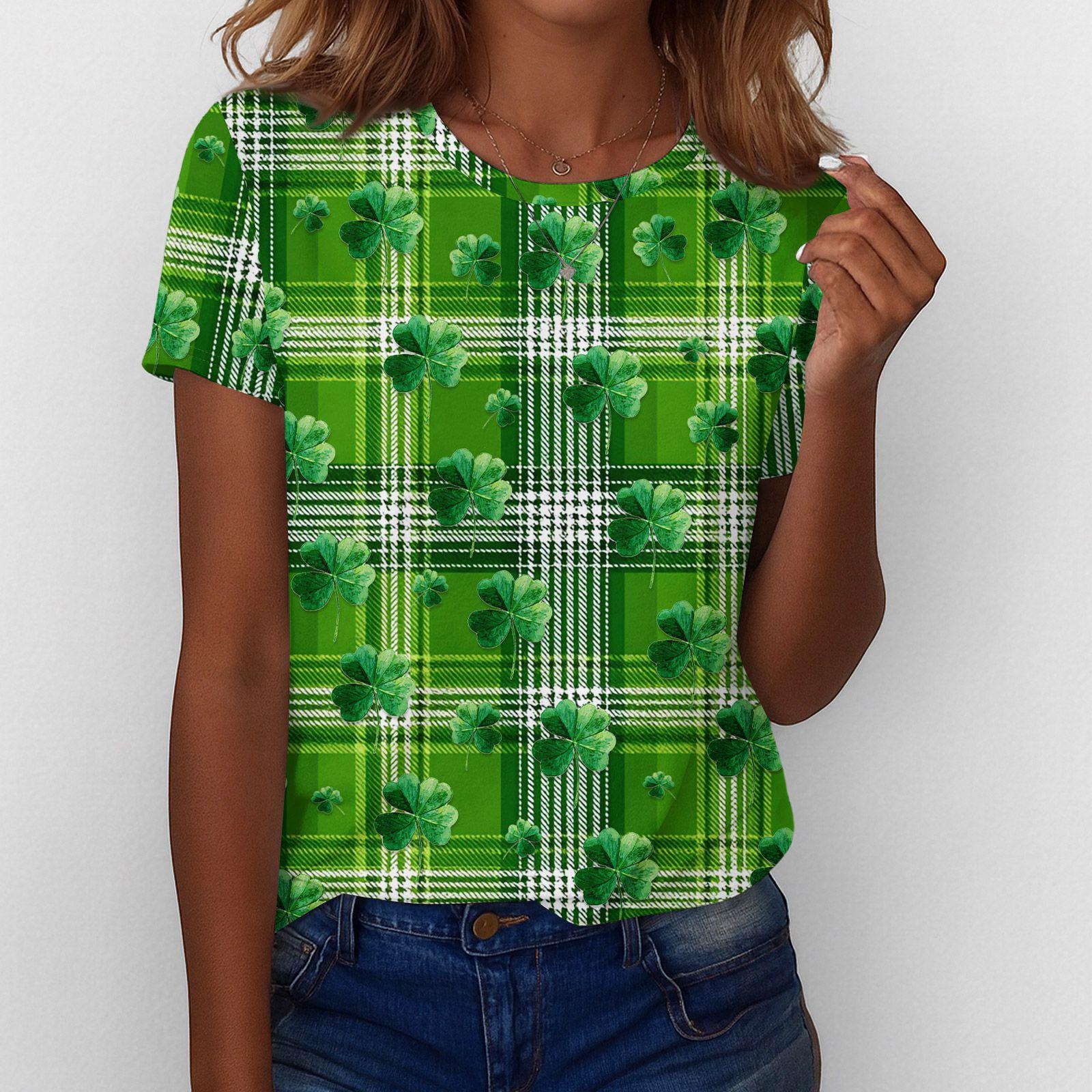 

Women s T Shirt Tee Print Short Sleeve Daily Weekend Fashion Basic Regular Top St. Patrick s Day S