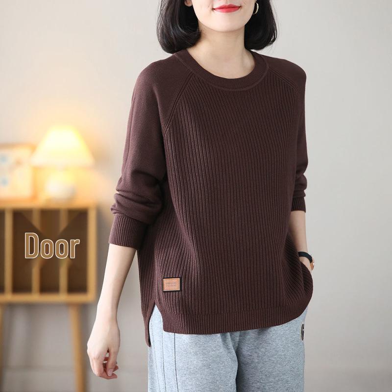 

Женский зимний свитер: Свободный, Большого размера, Модный, Облегающий вязаный топ в иностранном стиле. S ( 90 jin) кофейный