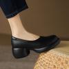 Thick Heel Elegant Light Mouth Small Leather Shoes One Pedal Commuting Single Shoes Summer New Mother Shoes