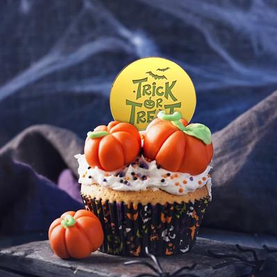 10pcs Acrylic Halloween Cupcake Topper Halloween Pumpkin Cake Decoration  Party Supplies