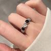2023 Black and White Gemstone Open Ring: Niche French Style for Women