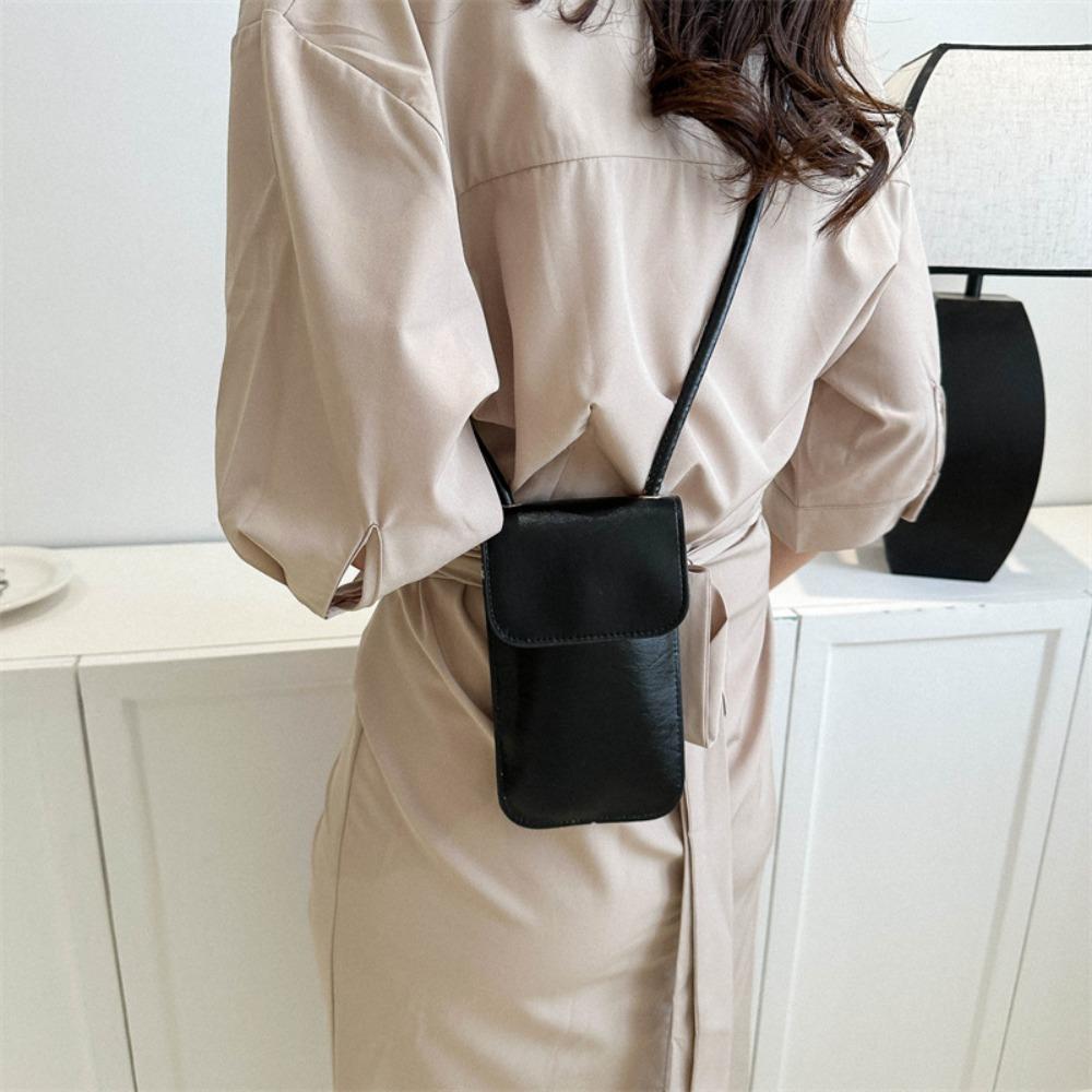 

Y2K PU Wallet Silver Crossbody Shoulder Bag Simple PU Leather Coin Purse Ladies