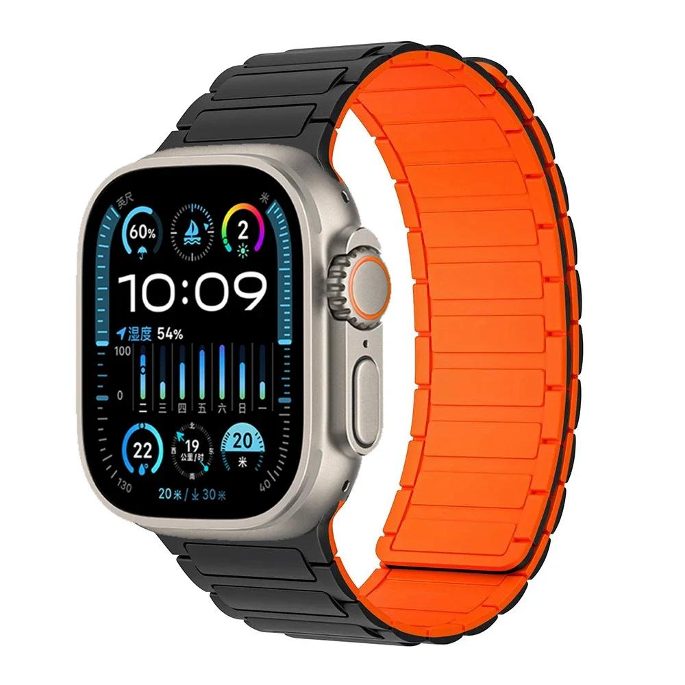 Silicone Strap for Apple Watch Band 49mm 46mm 42mm 45mm 44mm 41 40mm Bracelet iWatch Series 11 10 9 8 7 6 5 4 SE Ultra 3 2 49MM