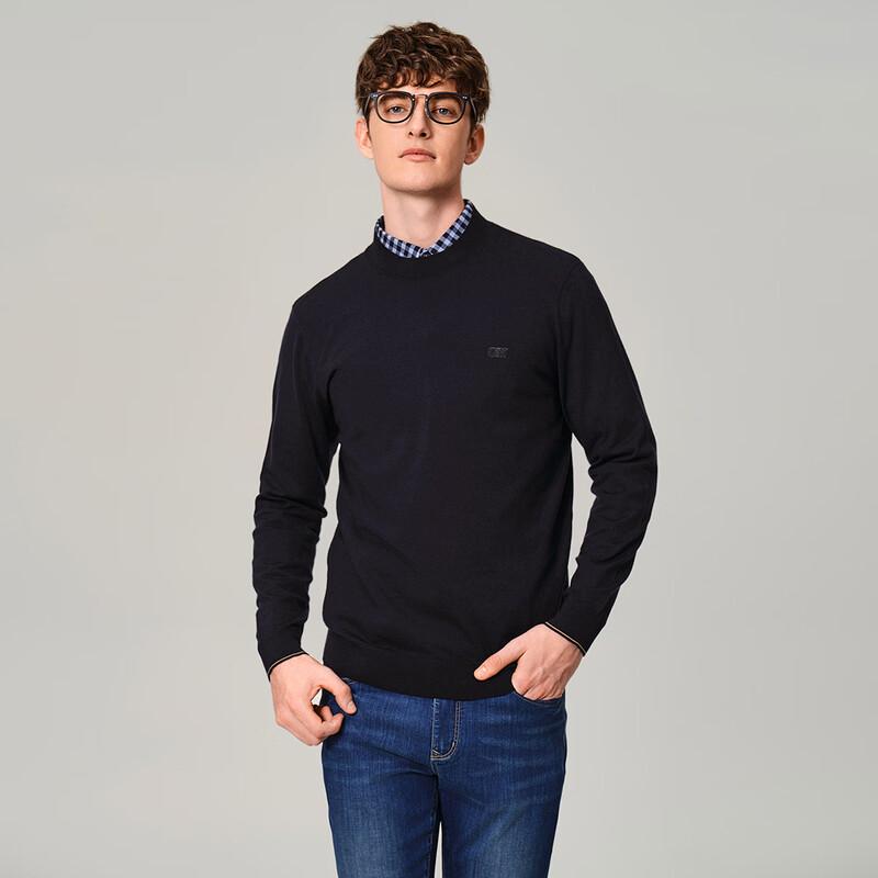 Goldlion GY Men's Merino Wool Blend Round Neck Knit Sweater