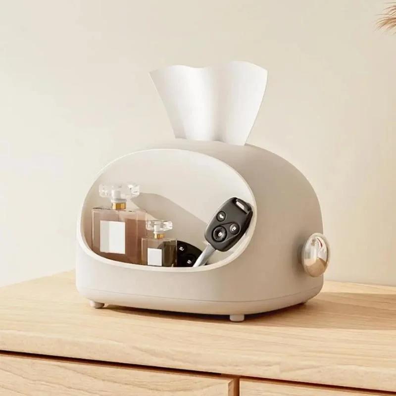 Household Multifu Tissue Holder Ins Style Solid Color Dustproof Cute Ear Tissue Box for Living Room Napkin Dispenser Box Storage