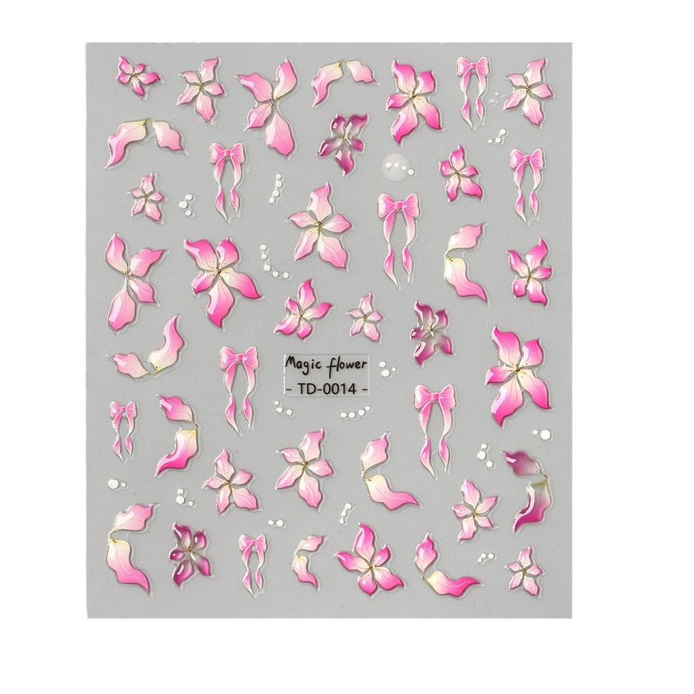 Nail Art Sticker, Embossed Three-Dimensional 5D Soft Glue, Ice-Penetrating Small Flower Ladybug Adhesive Nail Sticker