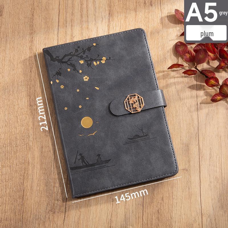 A5 National Tide Cultural Notebook Set: Plum, Orchid, Bamboo & Chrysanthemum - Ancient Style, Customizable Logo Gift Box