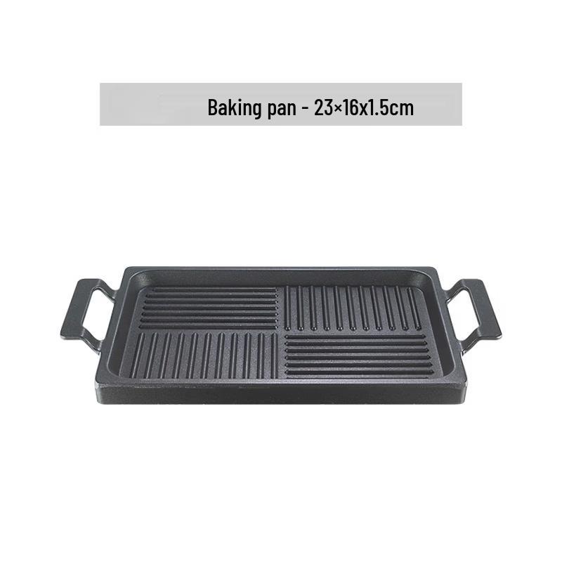 Aluminum Alloy Fish Grill Pan with Lid 23x16x1.5cm