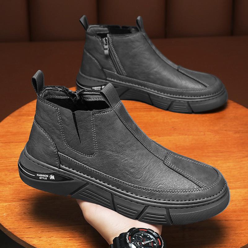 

Men s Spring Clearance: New Style Leather Martin Boots - Formal, Wear-Resistant, Non-Slip, Versatile for Outdoor Hiking & Construction 44 сірий колір