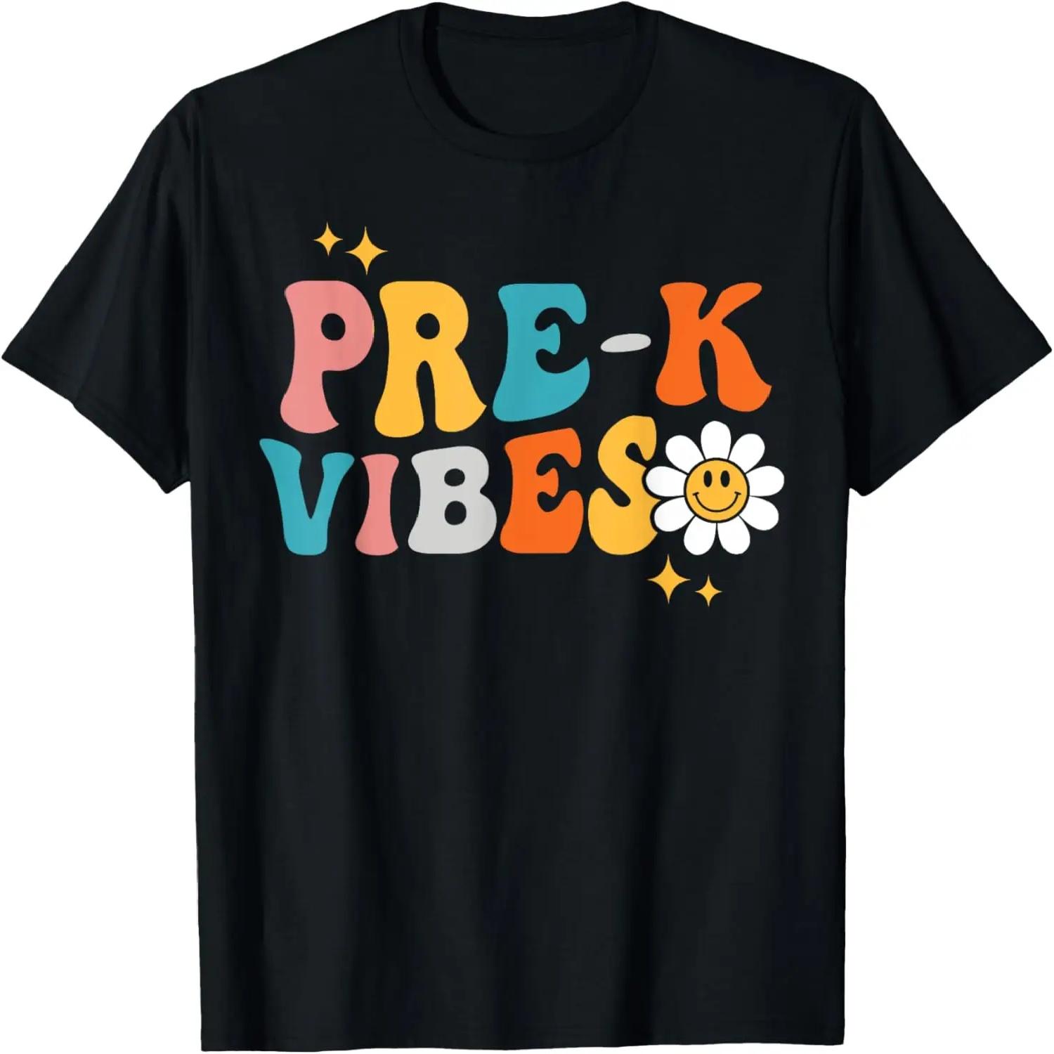 Pre-K Vibes Groovy Back To School First Day Teachers Kids T-Shirt S чёрный