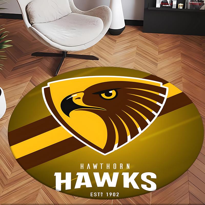 Hawthorn Hawks (1) Runder Büroteppich Dekorativer Bodenteppich für Büro Schlafzimmer Wohnzimmer und Wohnbereich