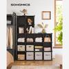 SONGMICS 15-Cube Storage Unit, Shoe Rack, DIY Shelving System, Stackable Cubes, PP Plastic Shelf, Wardrobe, Closet Divider, for Bedroom, Office, Black