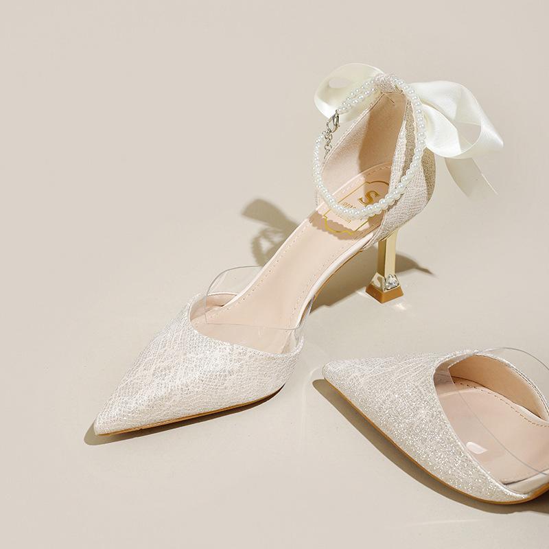 

Остроносые туфли на высоком каблуке цвета шампанского не утомляют ноги, удобные тонкие каблуки, сандалии на высоком каблуке в стиле темперамент 40 шампанского