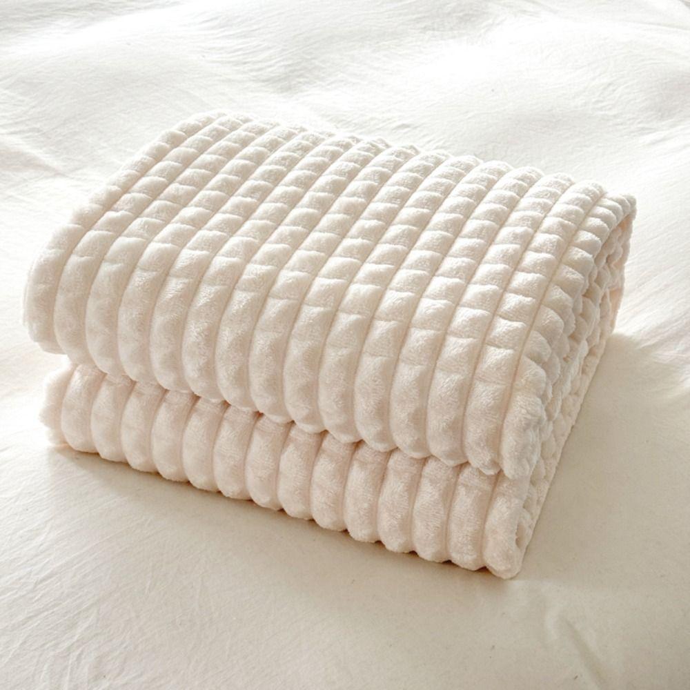 Solid Color Sofa Plush Blanket Thickened Office Nap Blanket Bed Suppiles Flannel Blanket  Home