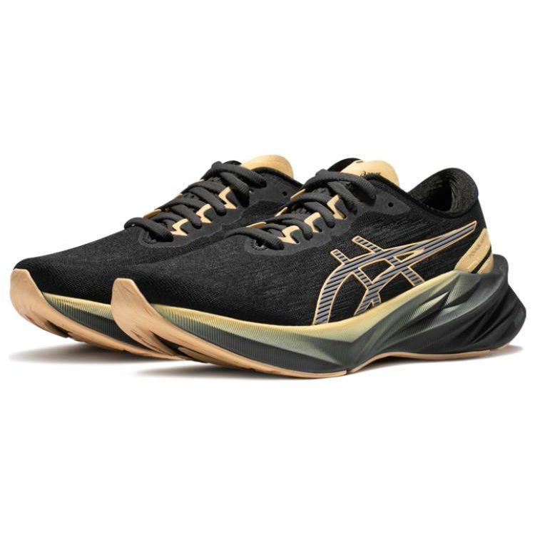 Asics Novablast 3 Lite-Show Comfortable Fabric Synthetic Leather Durable Breathable Low-Top Casual Running Shoes Women Sneaker Black Gray 1012B542-001